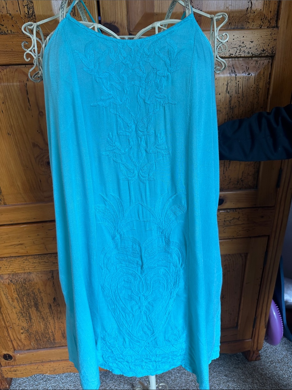 Turquoise Spaghetti Strap Sundress